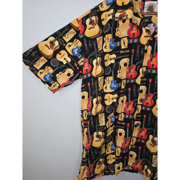 Vintage Max Boxxer Shirt Guitar AOP Hawaiian Short Sleeve Button Down 90s - Picture 5 of 10